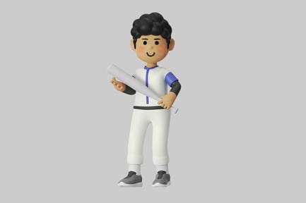 Preview: Cartoon baseball player with bat