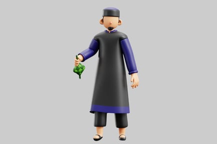 Preview: Man in traditional attire holding a green object