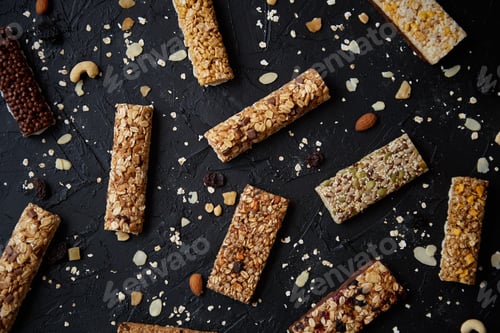 Preview: Mixed gluten free granola cereal energy bars. With dried fruits and nuts