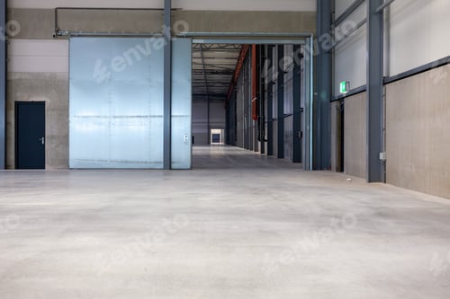 Preview: Interior shot of a sliding door inside a warehouse