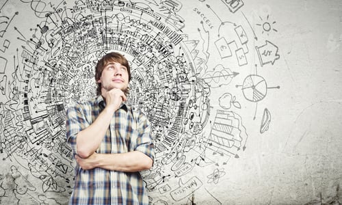 Preview: Young Thoughtful Handsome Man In Casual Thinking Over The Ideas