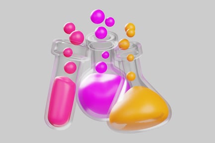 Visualização: Conjunto colorido de química líquida borbulhante