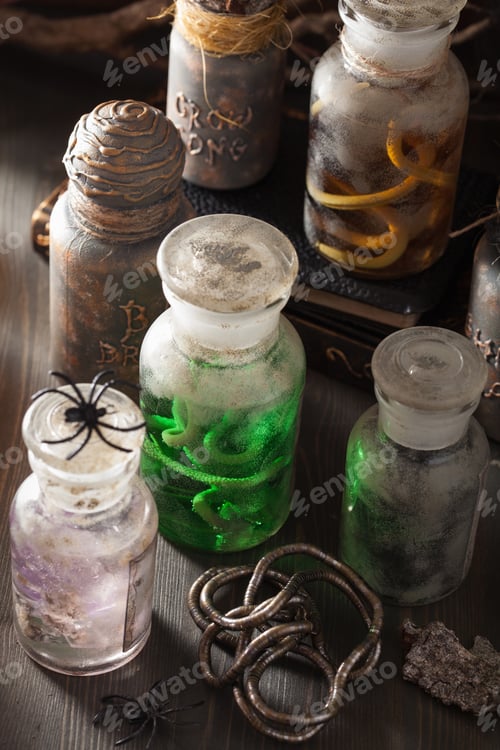 Preview: witch apothecary jars magic potions halloween decoration