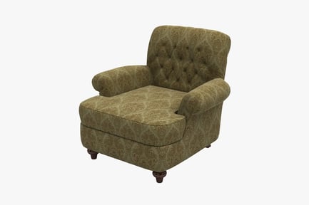 Preview: Armchair with tufted backrest and floral upholstery