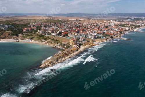 Preview: Aerial view to a sea resort village