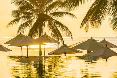 Preview: Beautiful outdoor nature landscape with sea ocean and coconut pa