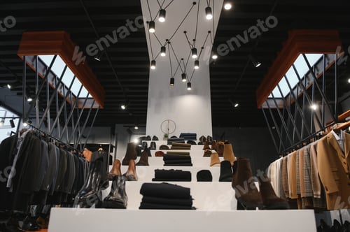 Preview: Modern luxury store with mens clothing inside shopping center