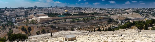 Preview: Panoramic high angle shot of the Mount of Olives in Jerusalem, Israel