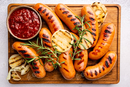 Preview: Fried delicious sausages