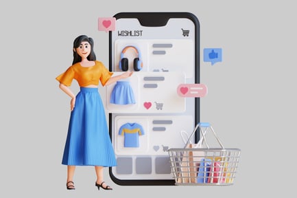 Preview: Woman using a mobile shopping app