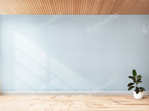 Preview: Plant against a blue wall mockup