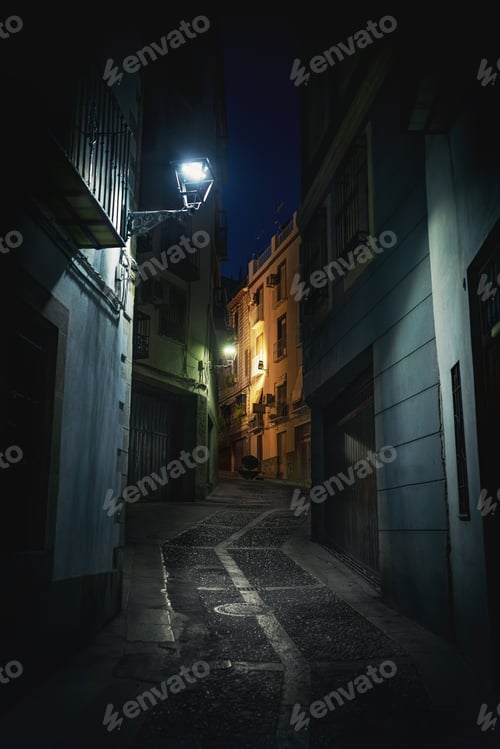 Preview: Street of Jaen at night - Jaen, Andalusia, Spain