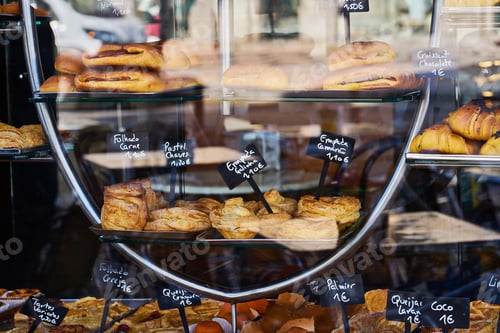 Preview: Showcase of cozy bakery with variety of pastries, cookies and pies