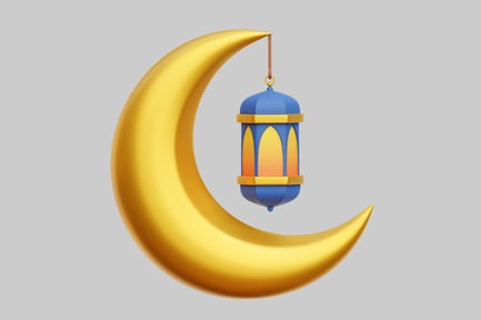 Preview: Elegant Golden Crescent Moon With Lantern Accent
