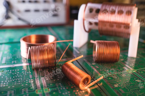 Preview: Close-up A lot of skeins of twisted copper wire