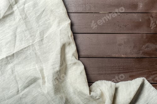 Preview: Tablecloth textile on wooden background