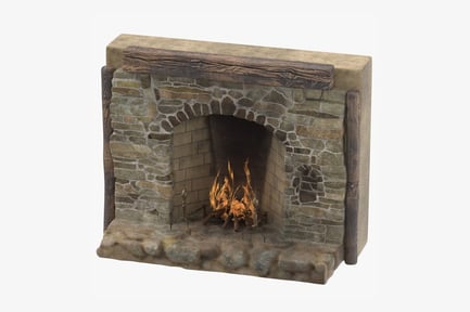Preview: Stone Medieval Fireplace with Burning Fire