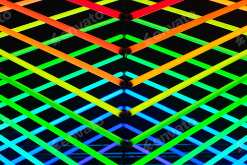 Preview: Neon lights as a background. Installation of neon lines for the design.