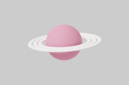 Preview: Stylized representation of a pink planet with a ring system