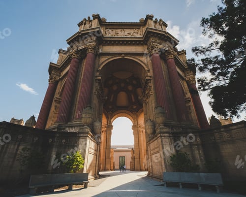 Preview: Low angle shot of the Palace of Fine Arts in Marina USA