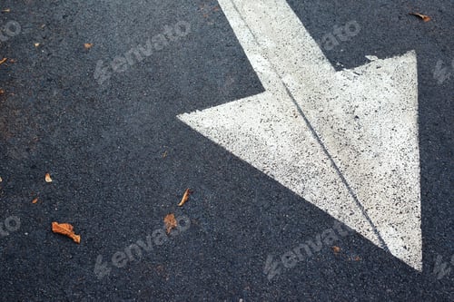 Preview: White arrow on asphalt road, traffic sign
