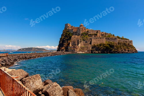 Preview: Beautiful view of Aragonese Castle next to Ischia, at the northern end of the Gulf of Naples, Italy.