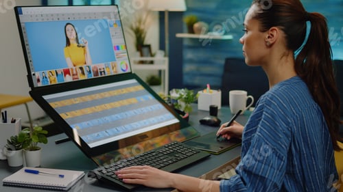 Preview: Retouch editor working on editing pictures at media studio