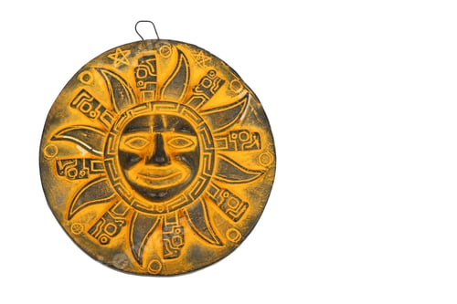 Preview: Mexican yellow ceramic sun souvenir isolated on white
