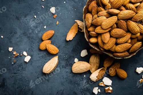 Preview: Almond nuts in bowl. Almonds