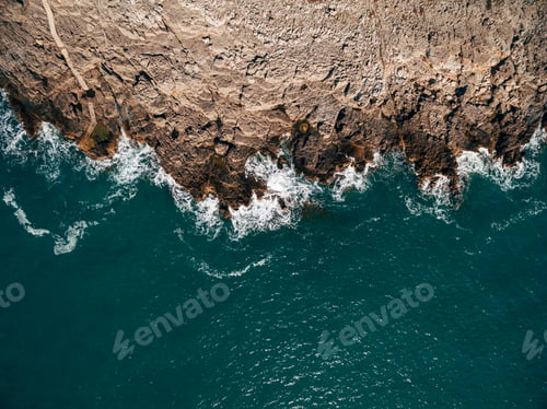 Preview: Nice top view of the sea and the rock. Natural landscape.