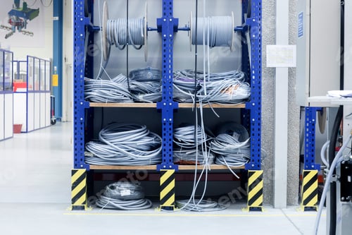 Preview: Electrical cables on shelf in engineering plant