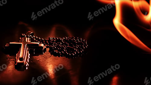 Preview: Christian Religion Symbol Cross on Fire