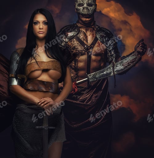 Preview: Female and male in armor and swords