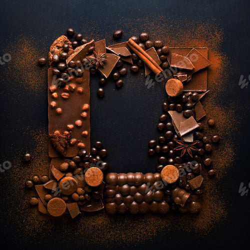 Delicious Chocolate Assortment Arranged on Dark Surface