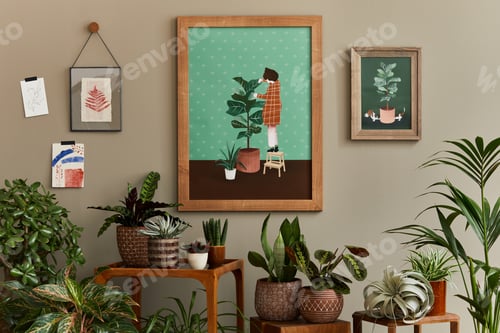 Preview: Stylish botany composition of home garden interior