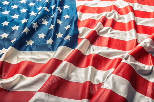 Preview: Closeup of ruffled American flag