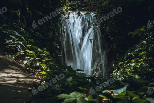 Preview: Waterfall. Nature. Blurred motion. Running water. Long exposure. Perspective. Depth of field.