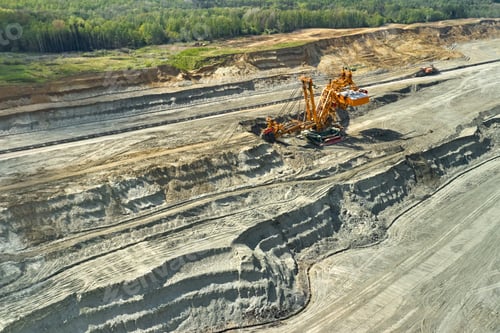 Preview: Bucket-wheel excavator for surface mining in a lignite quarry, Heavy industry of coal mining