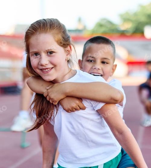 Preview: Children at a sport class on a stadium