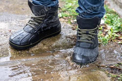 Preview: Quality waterproof boots for bad weather, close-up.