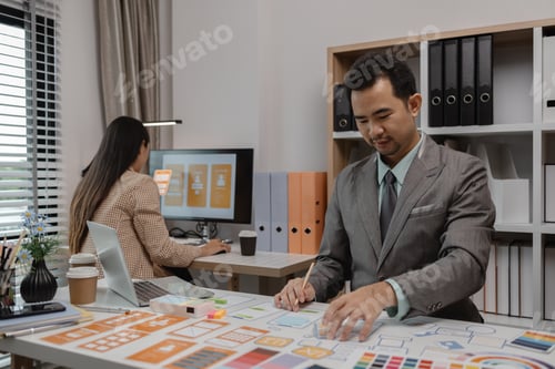 Preview: drawing website ux ui app for mobile phone application and development template layout, UI developme