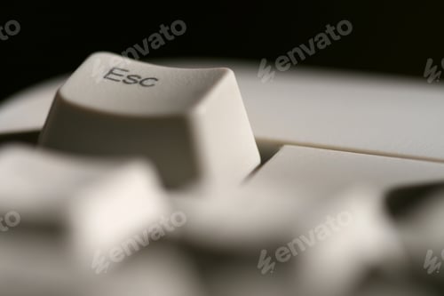 Preview: Escape button, macro mode, closeup. Copy space for text available.