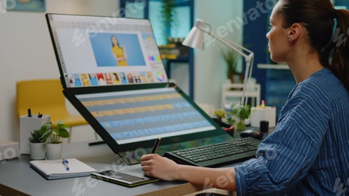 Preview: Photographer working on retouching pictures with software