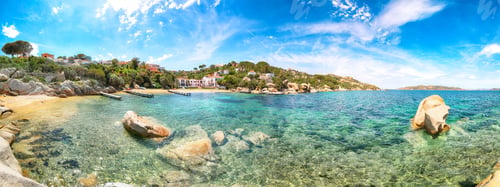 Preview: Captivating view of beach on Porto Rafael resort. Picturesque seascape of Mediterranean sea.