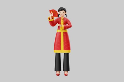 Preview: Chinese girl with red envelopes