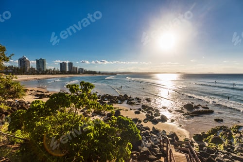 Preview: Greenmount beach during sunset on Queensland's Gold Coast, Austr