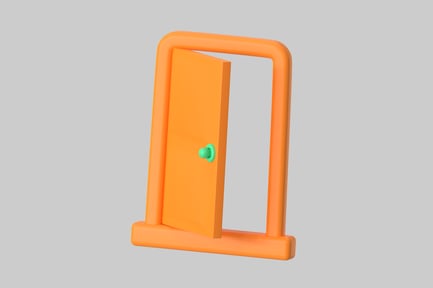 Preview: Cartoon orange door with green knob