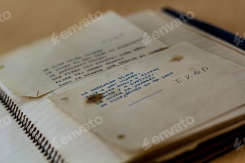 Preview: Closeup of old letters of Edith Vera