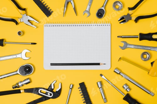 Preview: Set of various construction tools. Tools for home repair. Work at a construction site