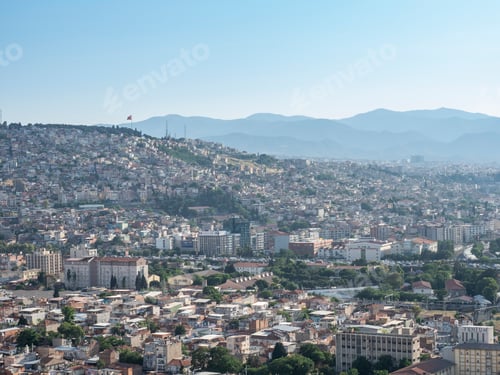 Preview: Panoramic izmir city photo taken with night long exposure technique, with plenty of light